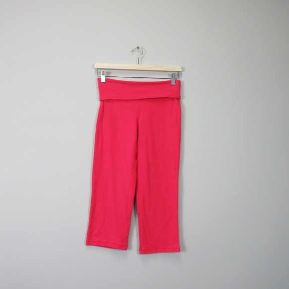 Poof Excellence Capri Yoga Pants Women S Pink Studded Y2K Low Rise Fold Over 190 - Picture 1 of 11